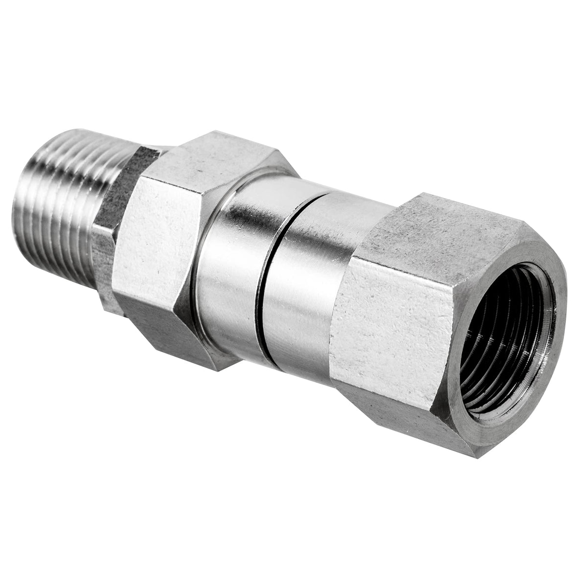 Raincovo pressure washer swivel provides 360-degree maneuverability for easier cleaning.