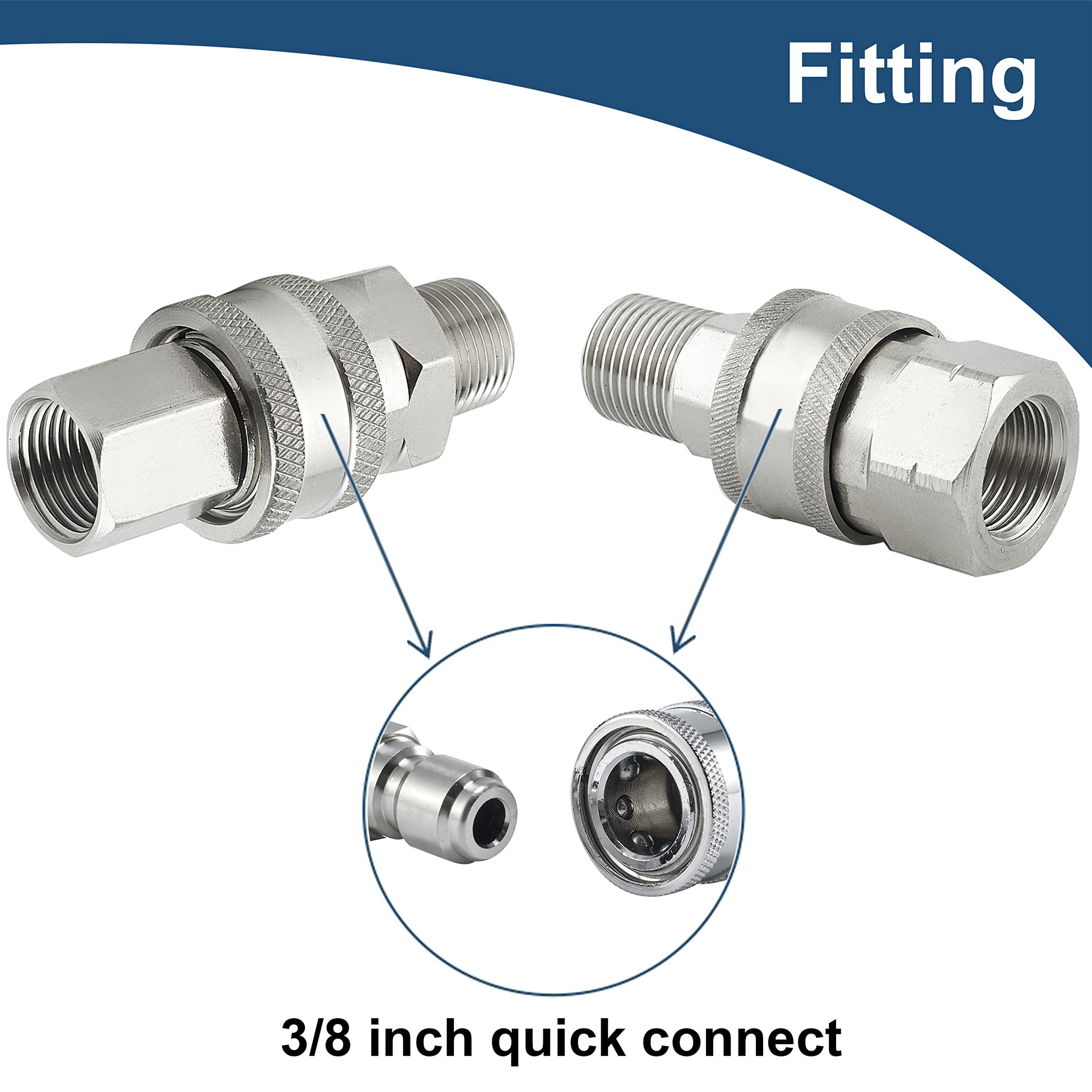 Raincovo stainless steel adapter set shown for durable anti-rust performance during cleaning tasks.