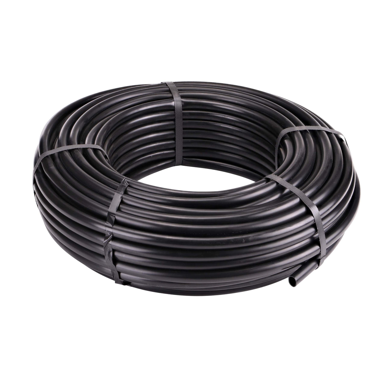 Raindrip 052020P drip tubing, 200 ft, black, ideal as a main supply line in drip irrigation.