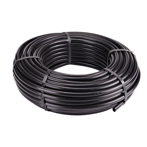 Raindrip 052020P drip tubing, 200 ft, black, ideal as a main supply line in drip irrigation.