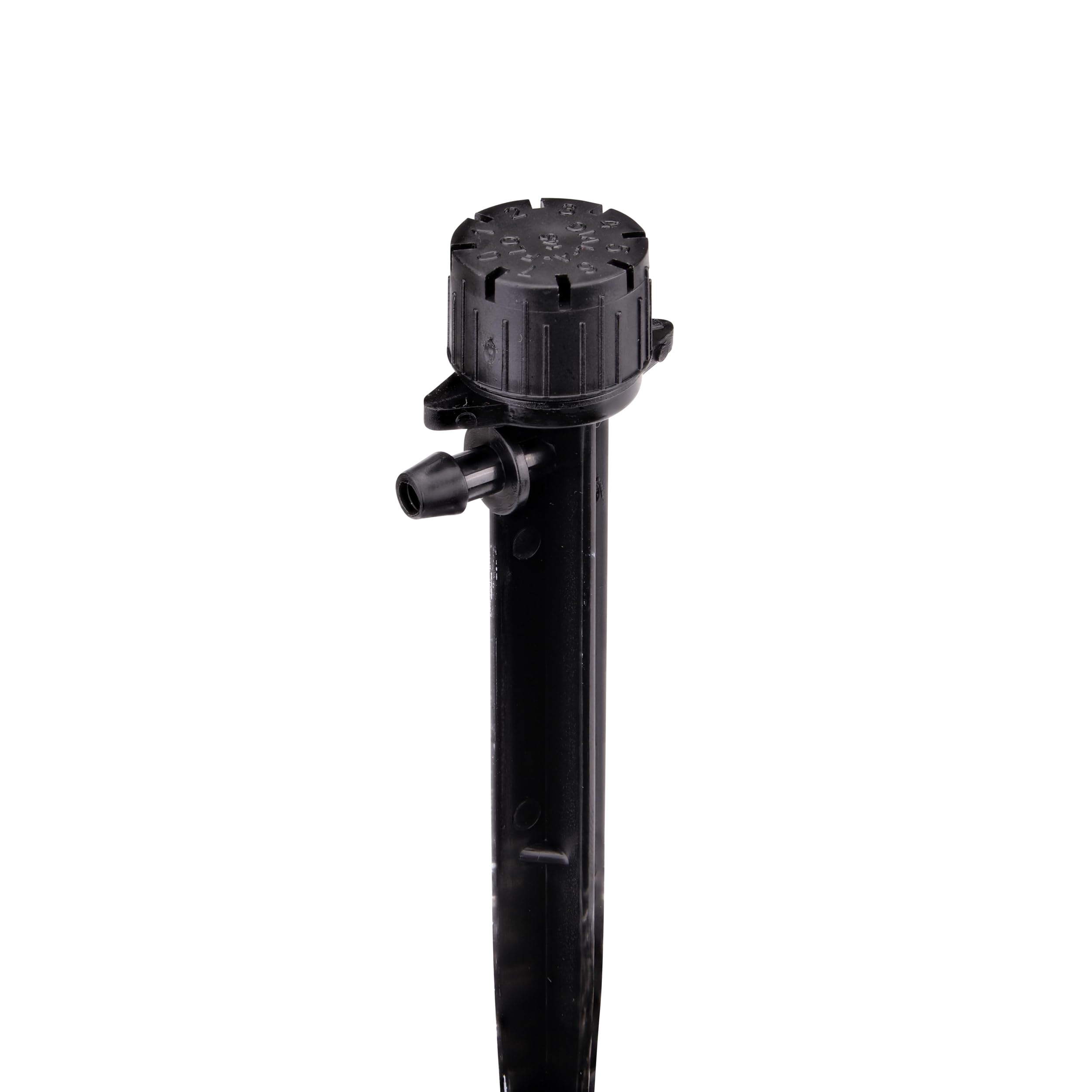Raindrip 156005B stake-mounted emitter ready for ground installation.