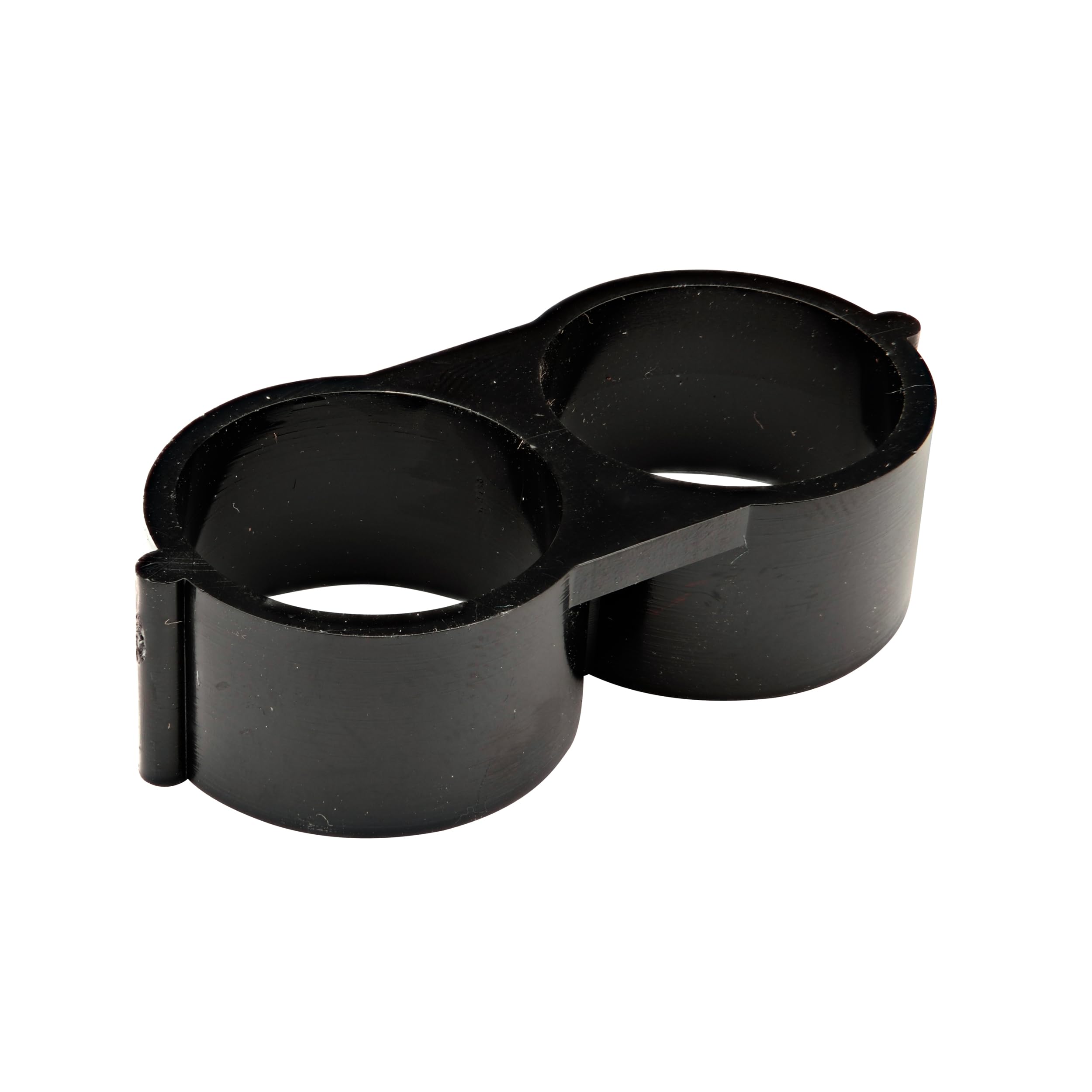 Raindrip end clamp fitting with figure-8 design for 1/2 to 5/8 inch tubing, tight seal and easy flushing.