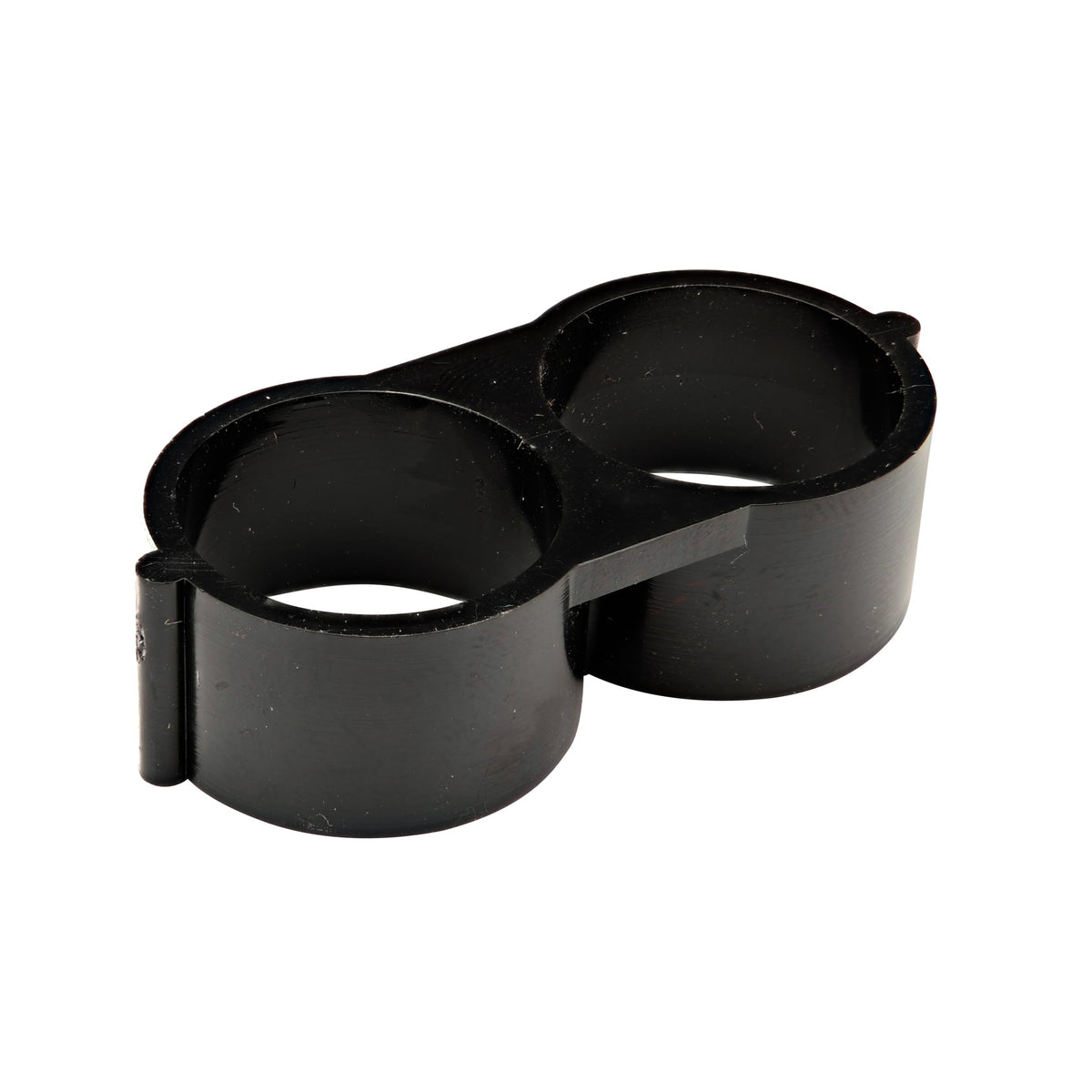 Raindrip end clamp fitting with figure-8 design for 1/2 to 5/8 inch tubing, tight seal and easy flushing.