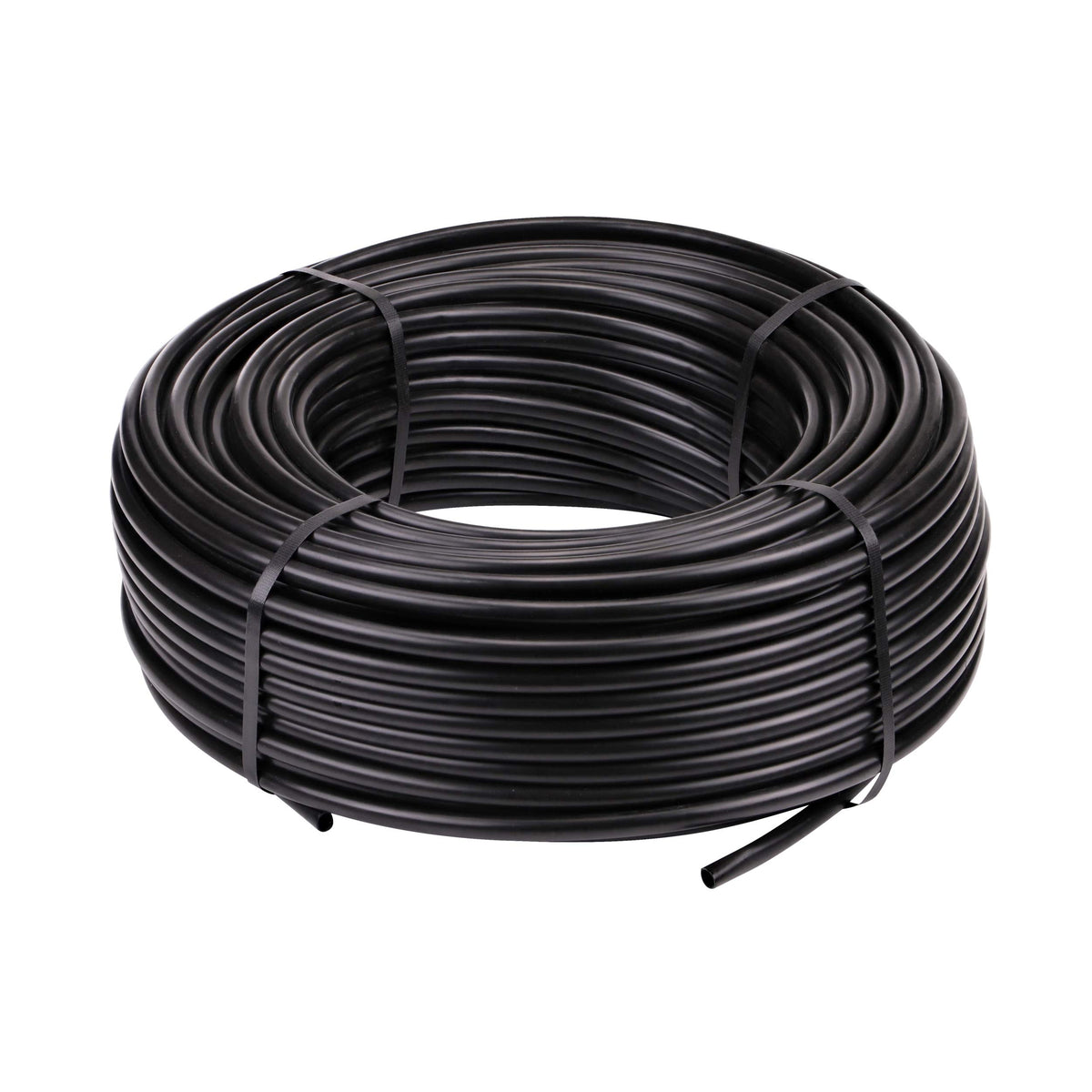 Raindrip half-inch tubing coil for easy main supply connections to emitters.