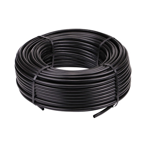 Raindrip half-inch tubing coil for easy main supply connections to emitters.