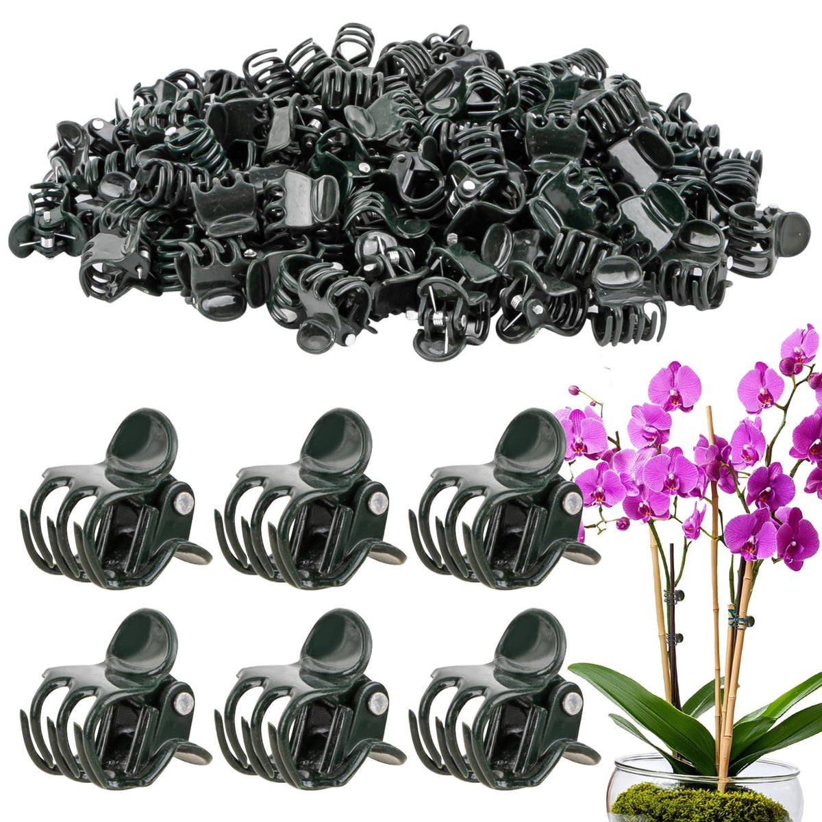 RAINFLOW 200-piece plant clips package for easy plant support.