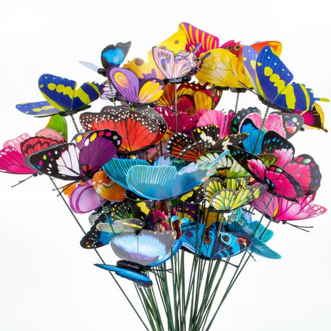 Rainflow butterfly decorations 50pcs enhance gardens and bouquets with vibrant color.
