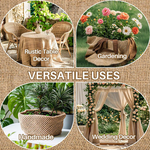 RAINFLOW Burlap Roll showcases natural fiber texture for farmhouse-style decor.