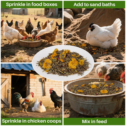 RAINFLOW Chicken Nesting Herbs in nesting area supporting calm laying and comfort.
