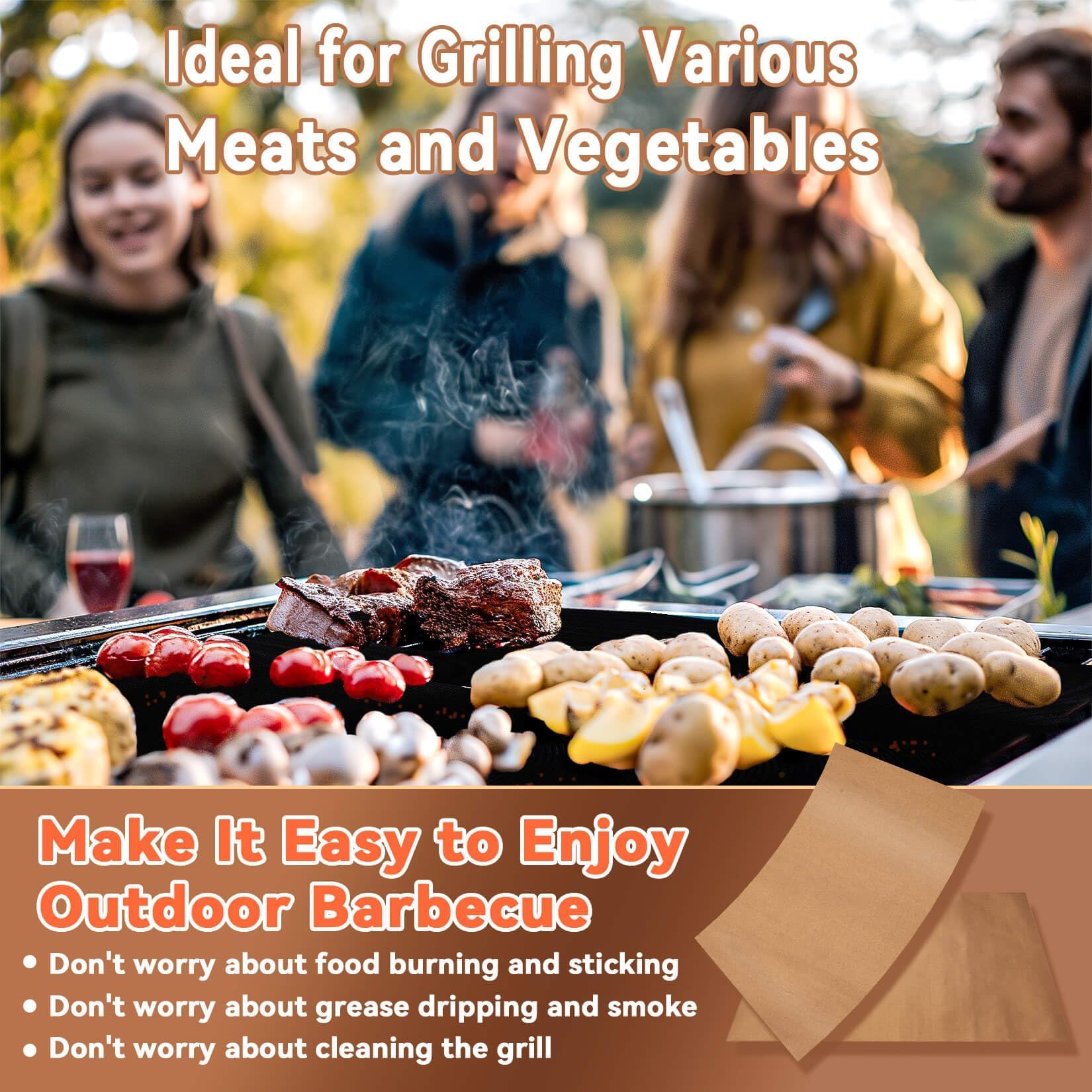 RAINFLOW copper grill mats reusable and durable for frequent grilling.