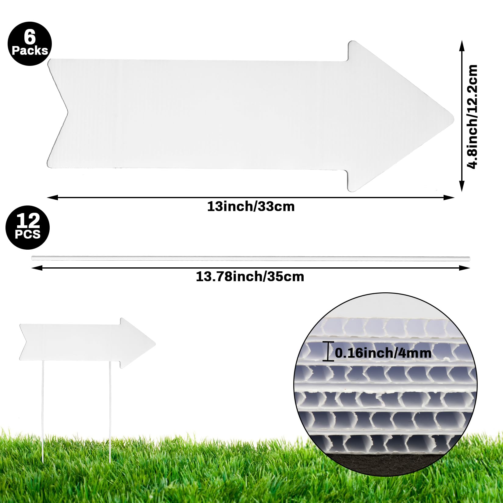 RAINFLOW garage sale arrow sign with stake for clear wayfinding.