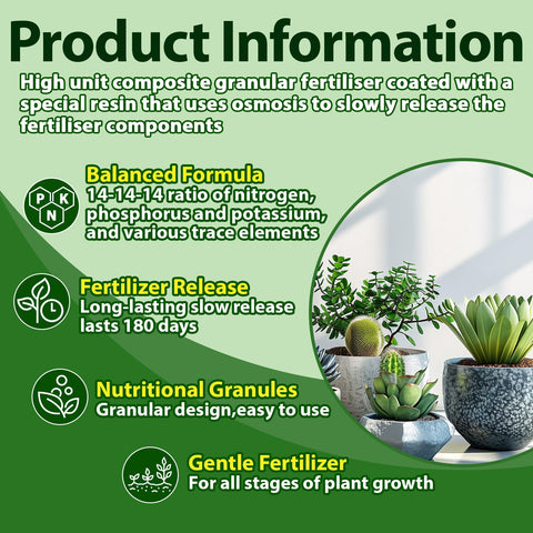 RAINFLOW granular plant food spread over soil for balanced nutrients