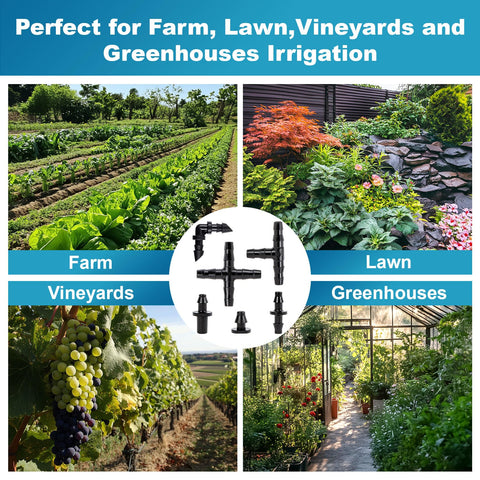 RainFlow greenhouse irrigation scene with fittings prepared for watering