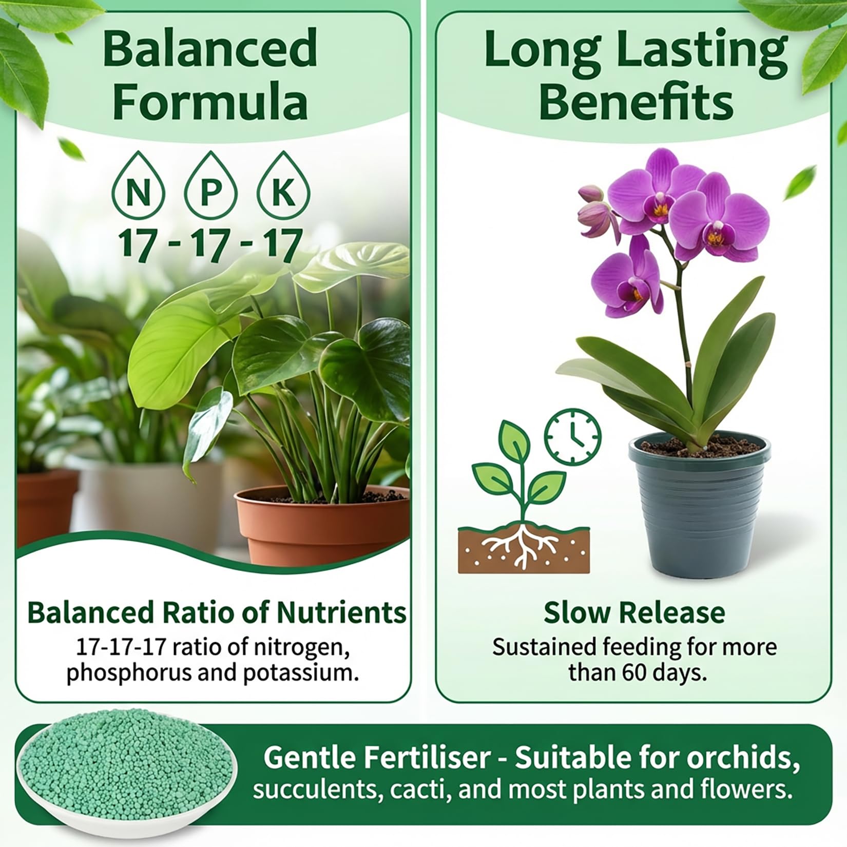 RAINFLOW organic plant food granules deliver long-lasting nutrition