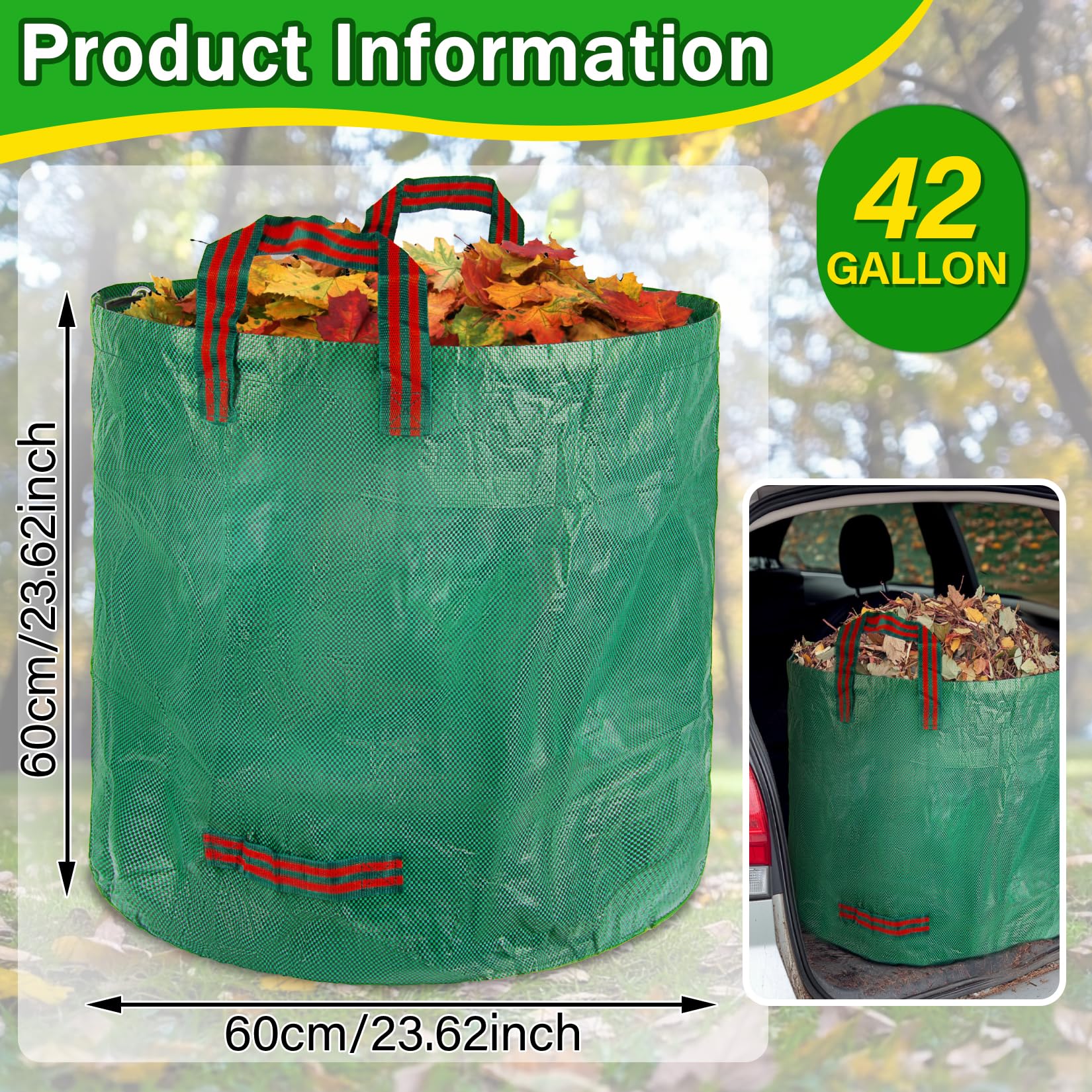 RAINFLOW collapsible yard bags folded compactly for storage.