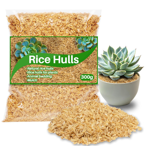 RAINFLOW rice hulls bag closeup showing improved soil aeration.