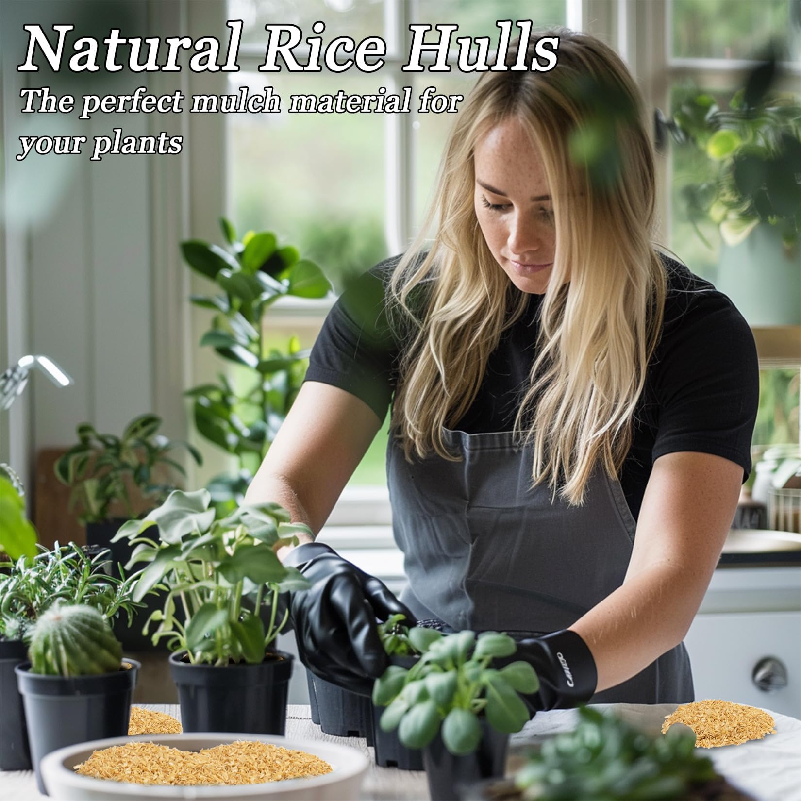 RAINFLOW rice hulls create loose soil around roots for better airflow.