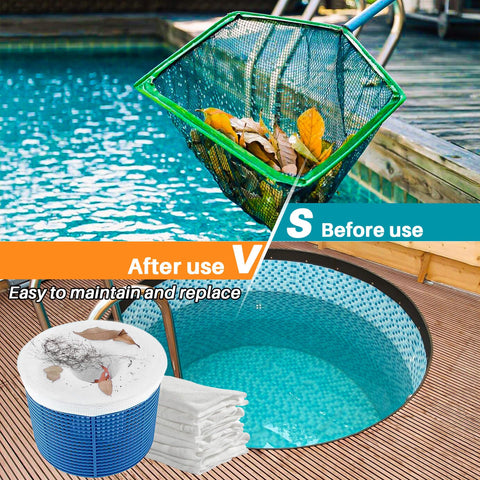 RAINFLOW skimmer socks installed in a basket demonstrate easy fit and clog protection