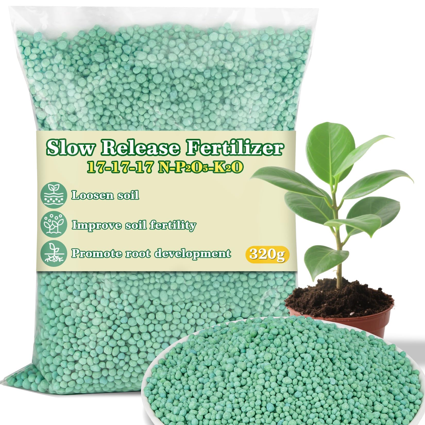 RAINFLOW slow-release fertilizer bottle ready for indoor plant nourishment