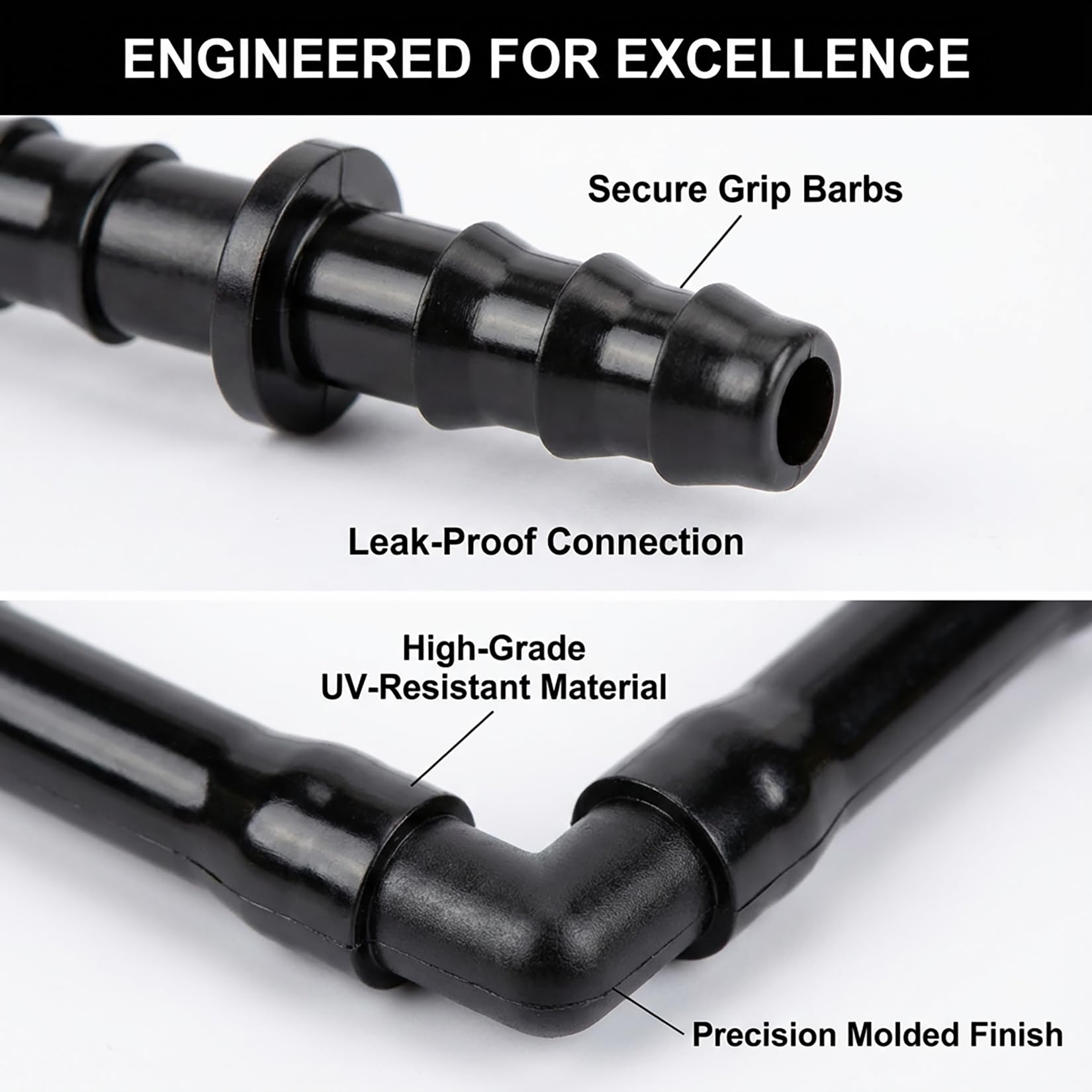 RainFlow tees view highlighting versatile branching for garden irrigation layouts