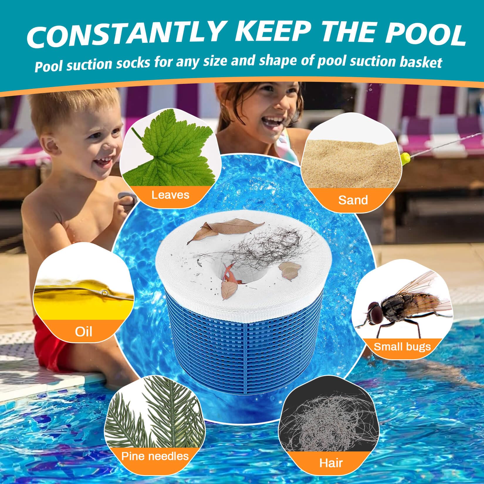 RAINFLOW universal fit skimmer basket socks work with inground and above ground pools