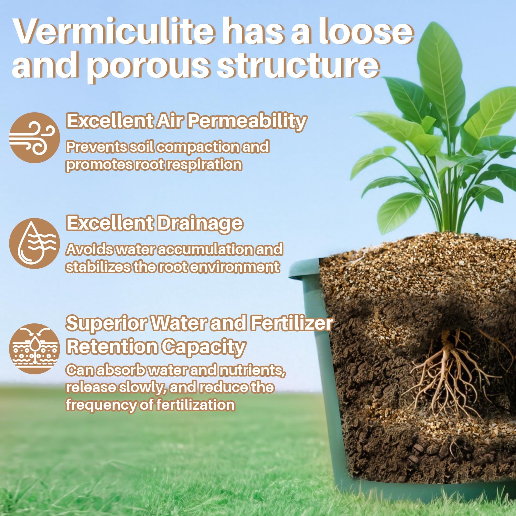 Rainflow Vermiculite demonstration of air permeability in soil mix