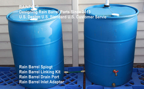 RAINPAL RBL020: content layout shows two brass bulkheads and an 8-inch hose.