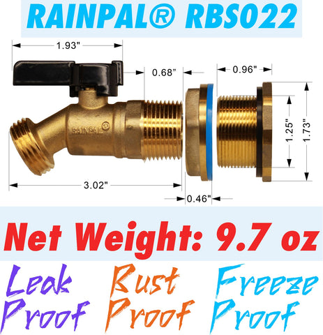 RAINPAL RBS022 bulkhead fitting for external installation through a 1-1/4 inch hole