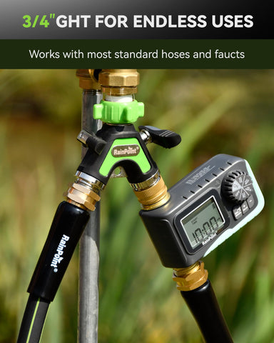 RAINPOINT standard 3/4-inch GHT threads fit most garden hoses