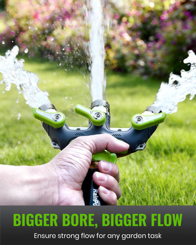 Rainpoint metal ball valve delivers precise, smooth operation across all outlets.