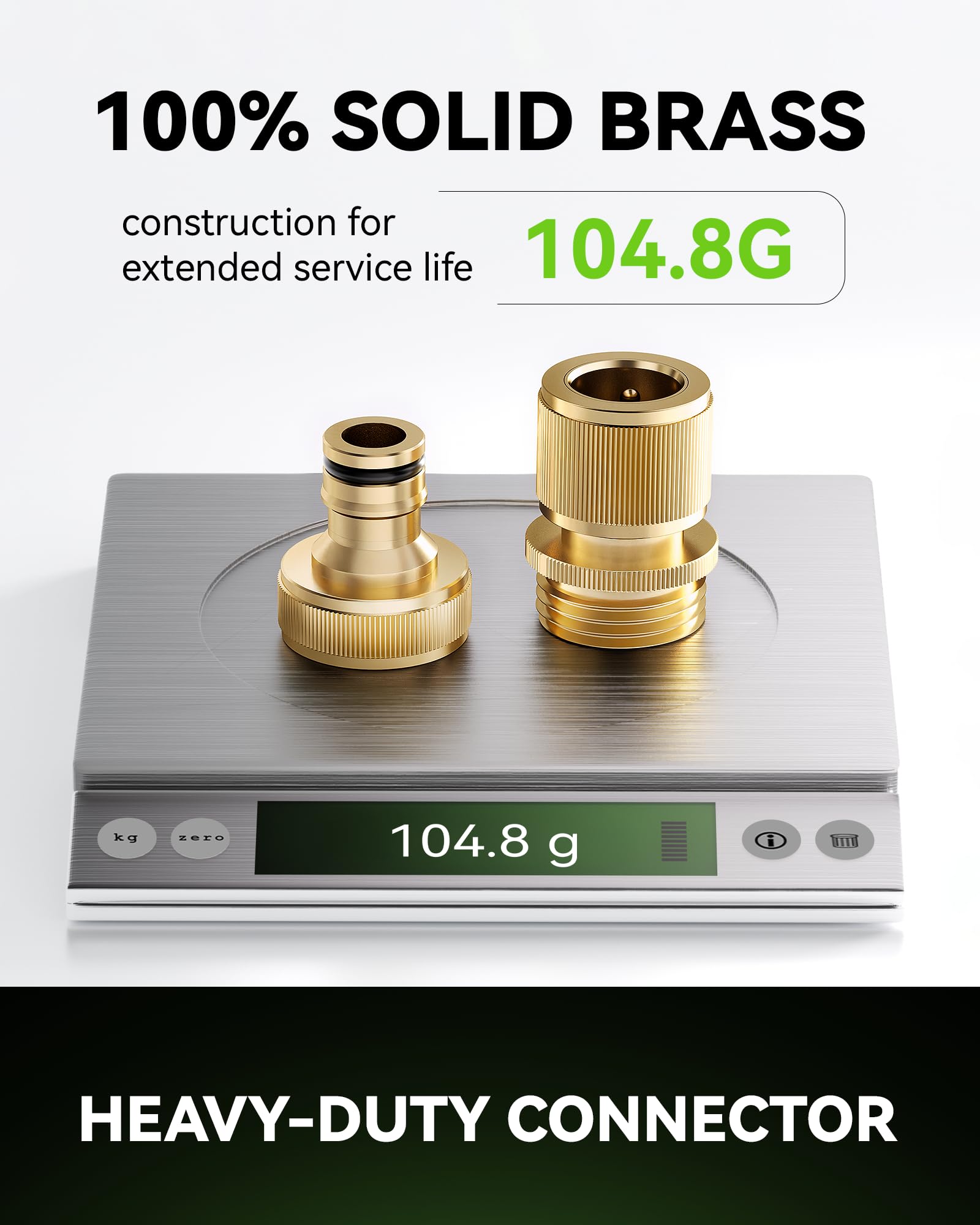 Heavy-duty connector withstanding high pressure up to 600 PSI in real use.