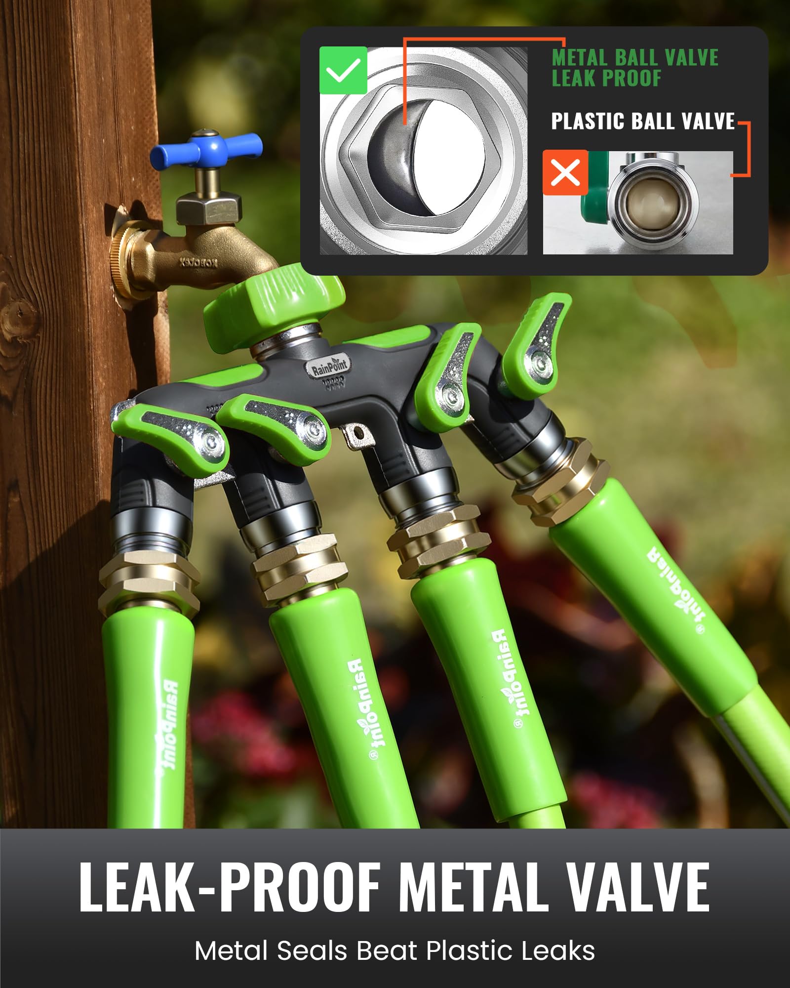 RAINPOINT anti-rust plating protects against all-weather outdoor use.