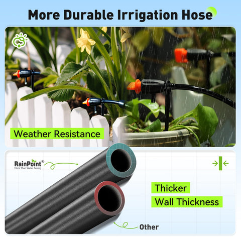 RainPoint anti-siphon valve helps prevent unintended water drain.