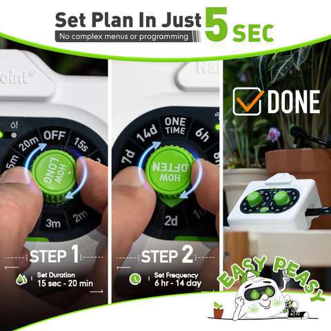 RAINPOINT automatic watering schedule illustrating hands-free irrigation