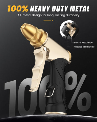 RAINPOINT brass head provides a high-pressure jet for car washing tasks.