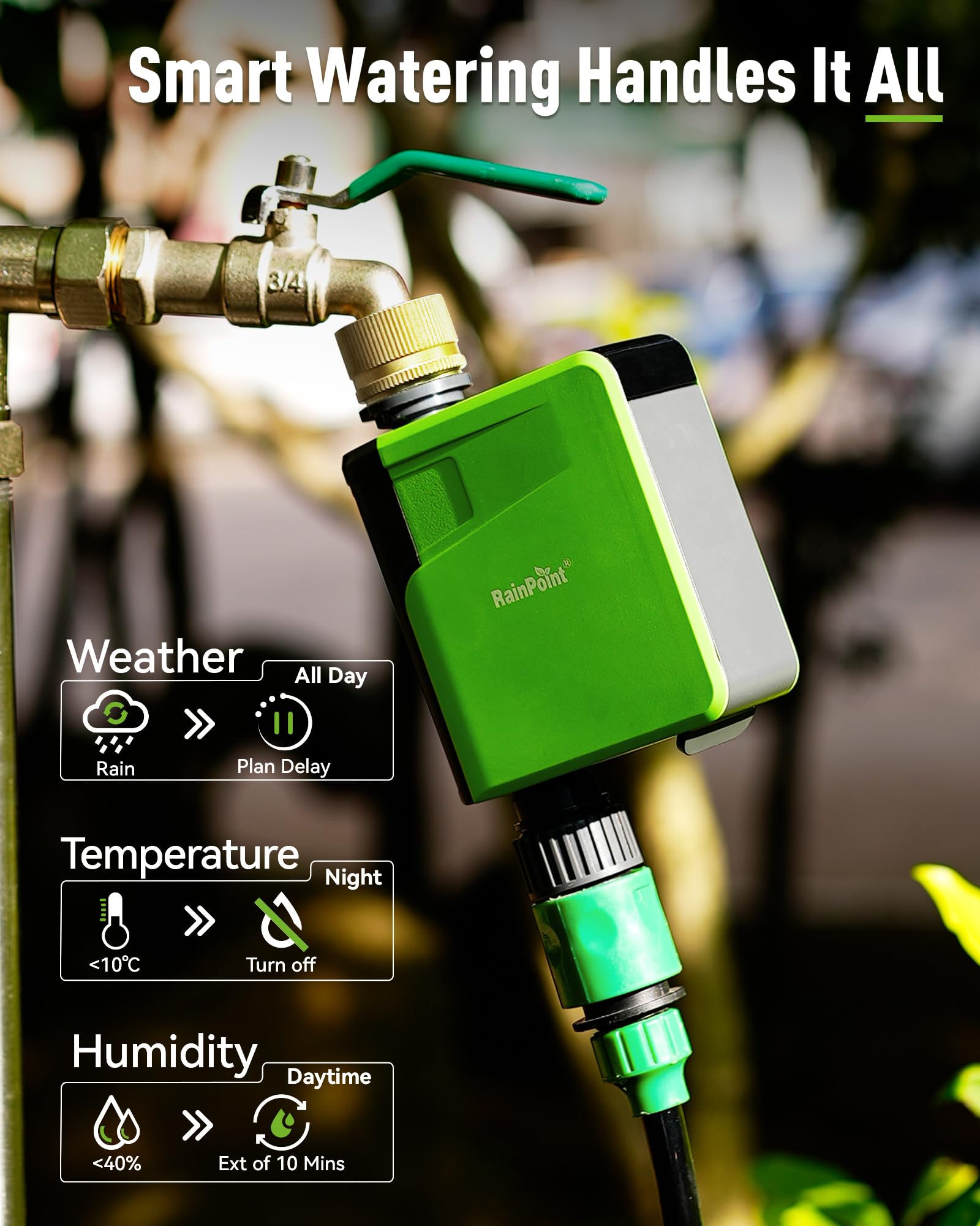 RAINPOINT brass swivel inlet close-up demonstrates durability and leak prevention