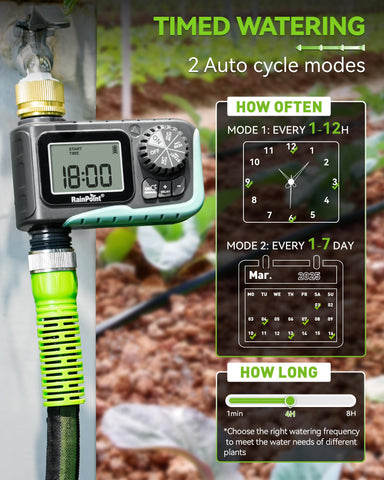 RAINPOINT brass swivel head enables easy hose connection and versatility.