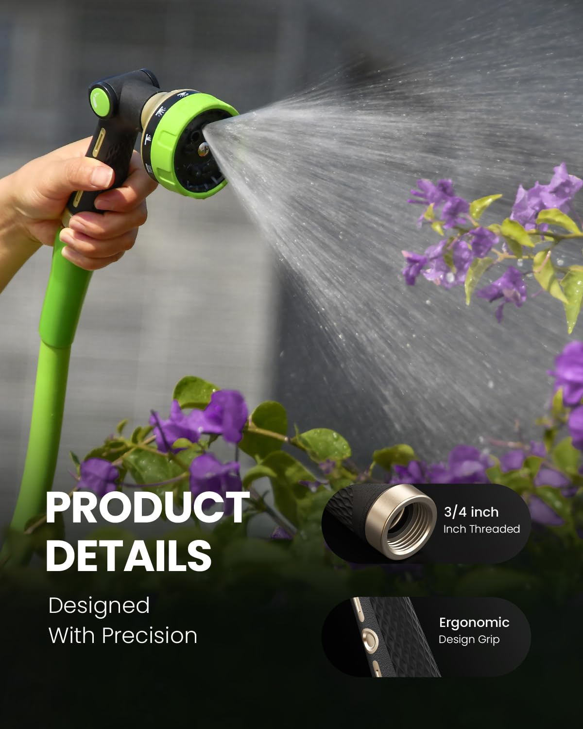 RAINPOINT includes cleaning and flow options with cone and flat spray patterns.