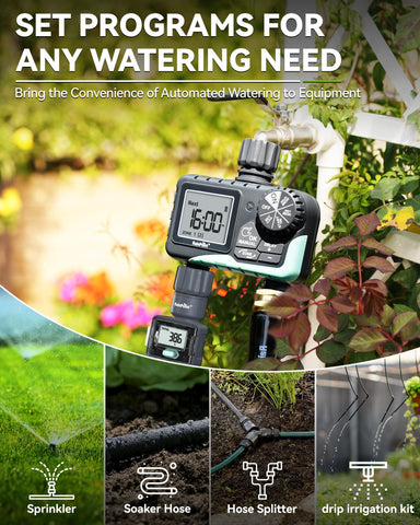 Rainpoint dual-zone timer for garden hose irrigation.