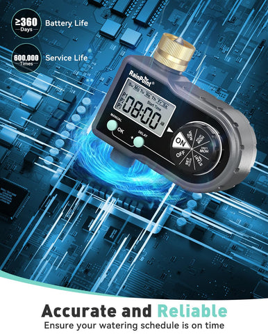 RAINPOINT easy installation without tools on garden hose timer.