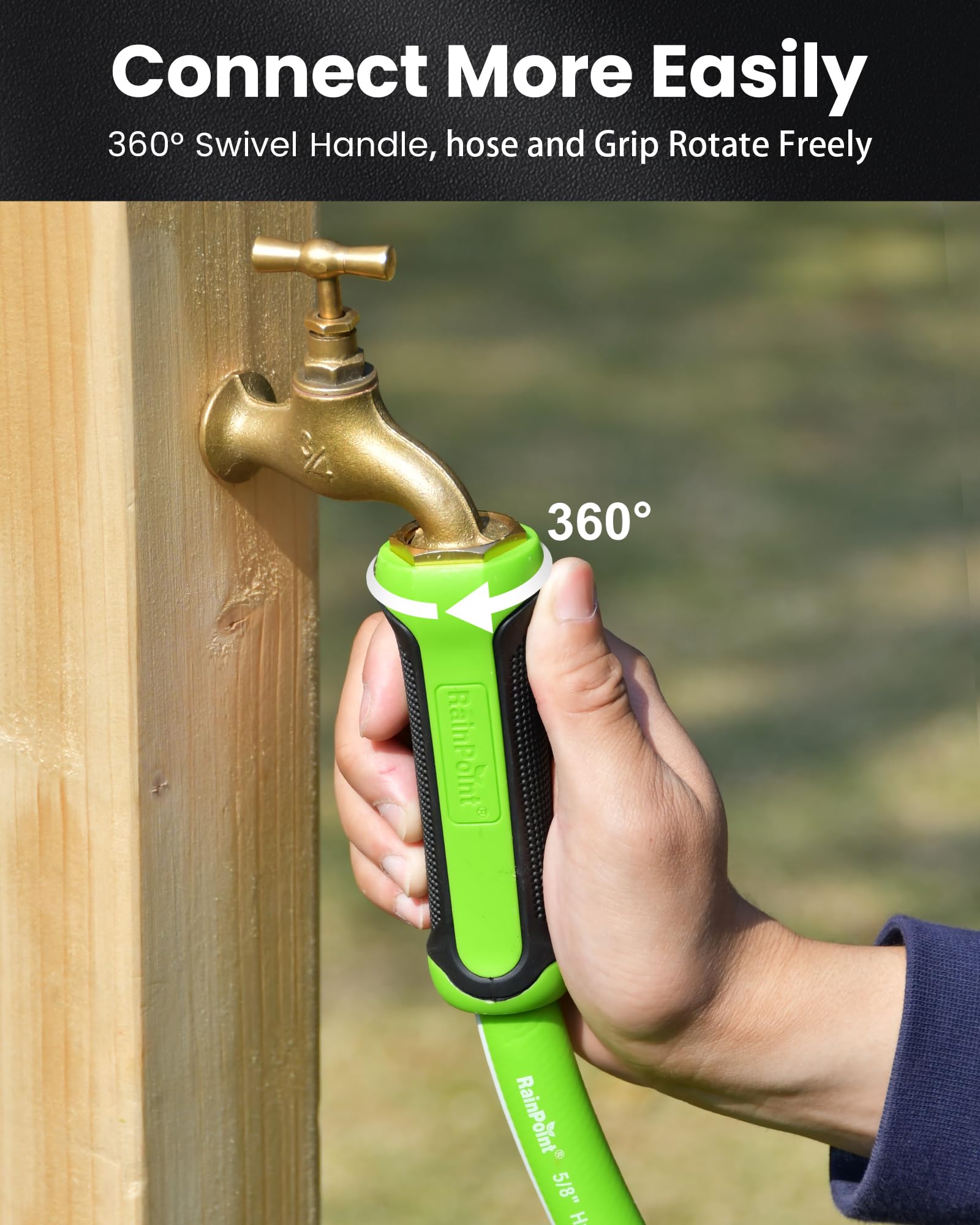 RAINPOINT 100ft hose with lightweight design for easy portability.
