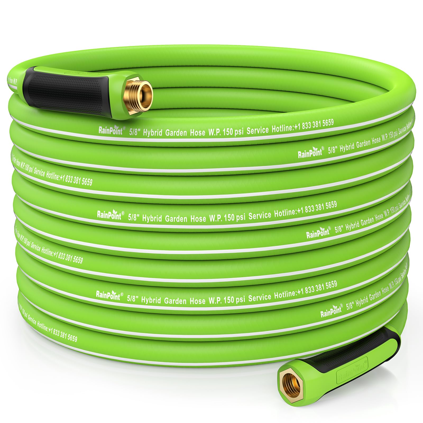 RAINPOINT garden hose 100ft with swivel handle eases connections and reduces tangling.