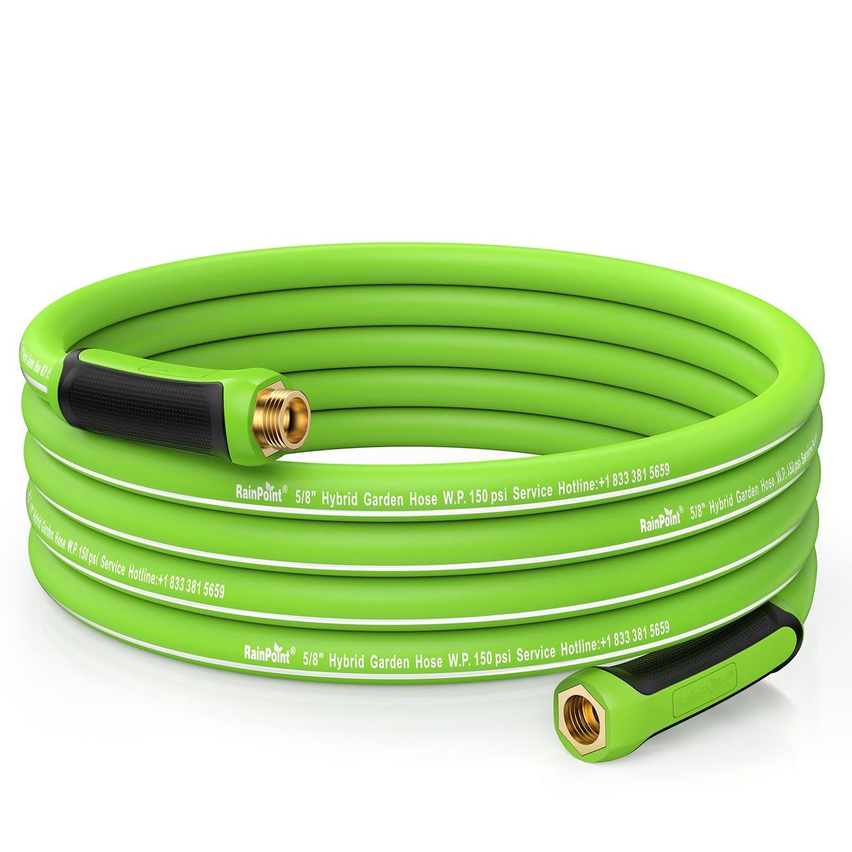 RAINPOINT Garden Hose 25ft with flexible hybrid rubber for durable watering performance