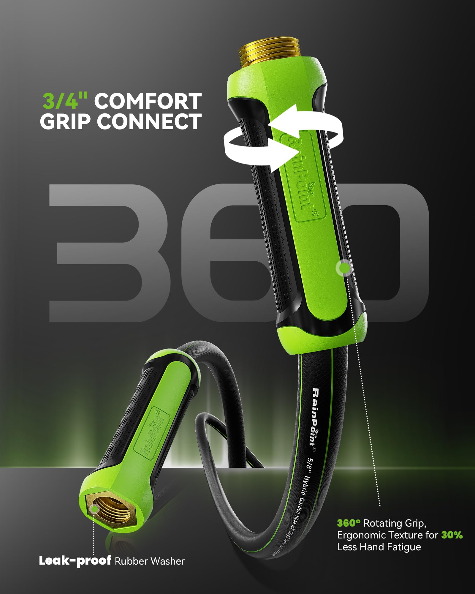 RainPoint hose with no kink design ensures smooth flow