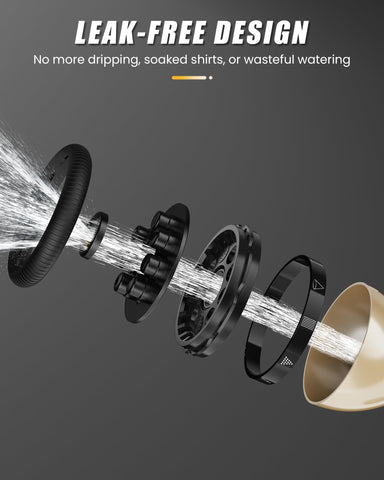 Rainpoint nozzle with flow-stop coupling prevents spray during connections.