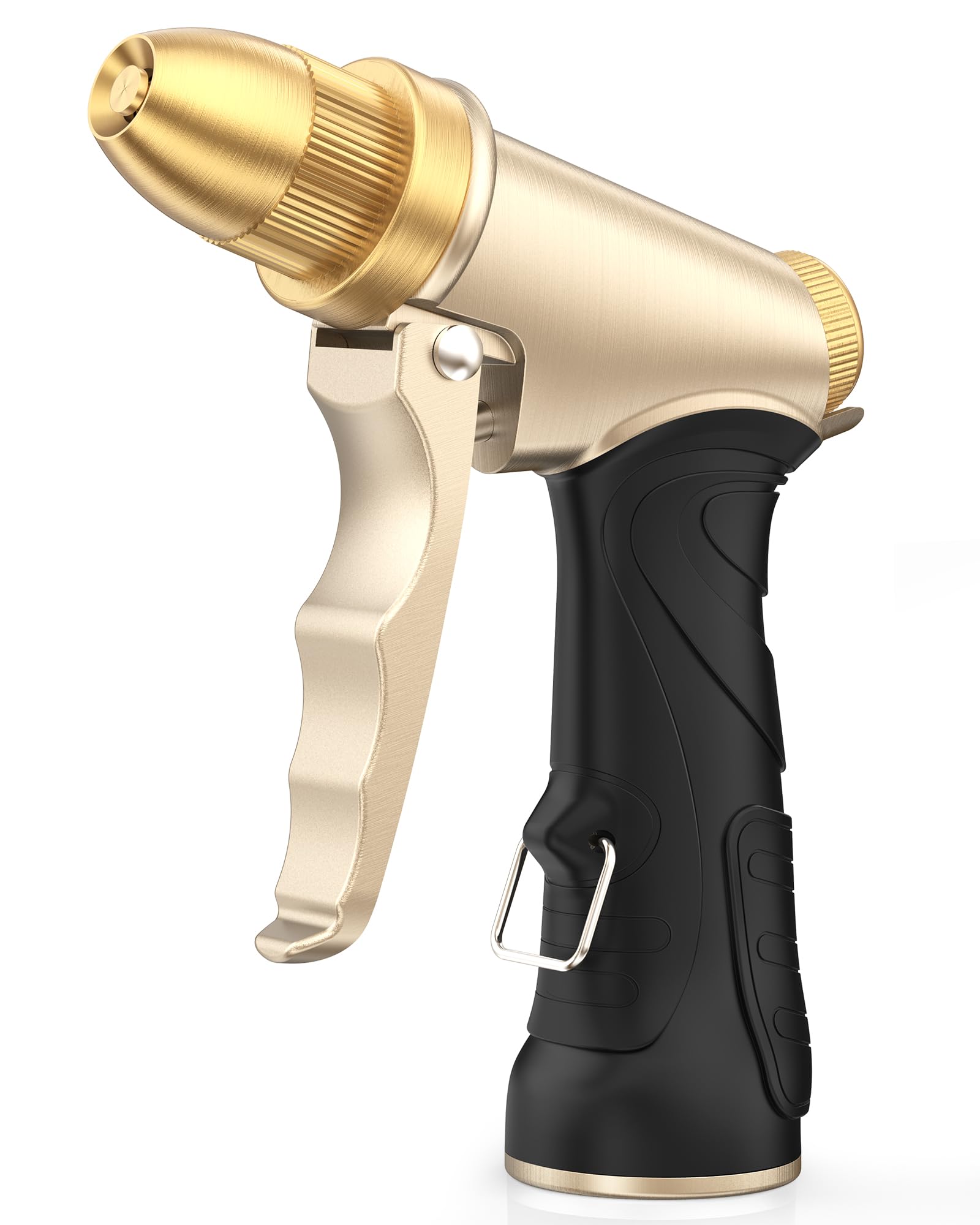 RAINPOINT garden hose nozzle front view showing universal compatibility for quick setup