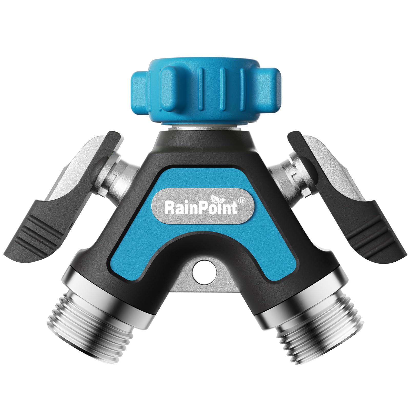 RAINPOINT garden hose splitter all-metal construction for durable outdoor use