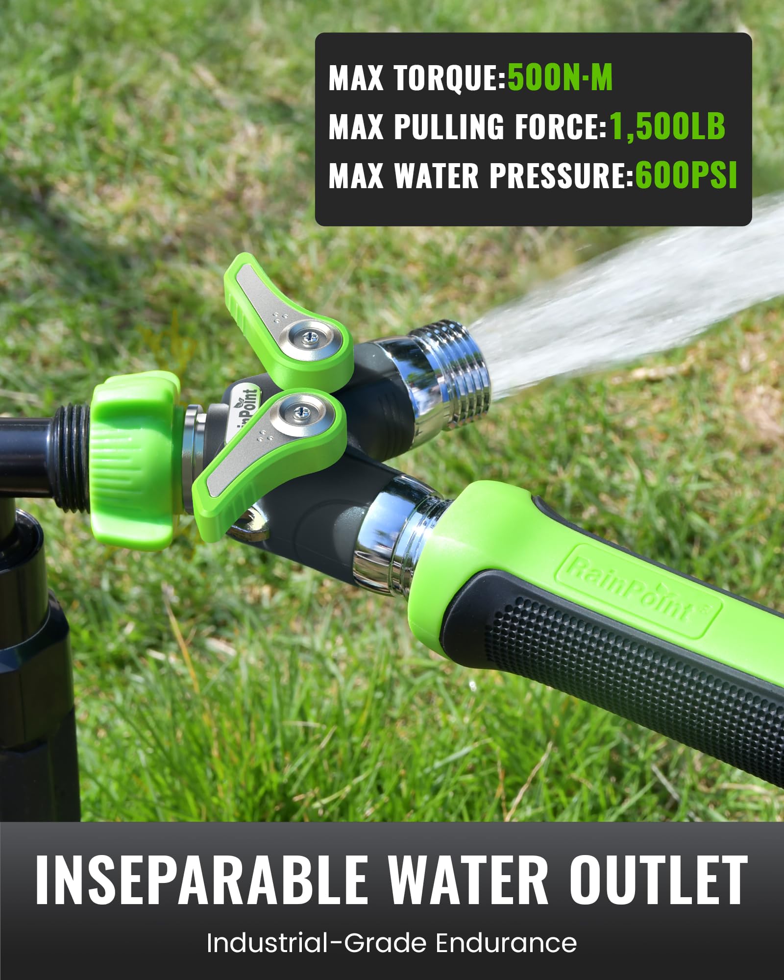 RAINPOINT garden hose splitter leak-proof outlets with precise threads