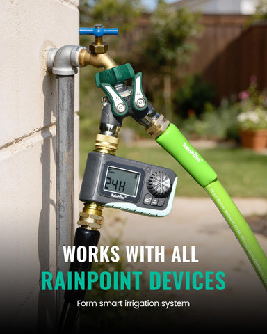 RAINPOINT outdoor-use splitter ready for car washes pets baths and garden rinsing