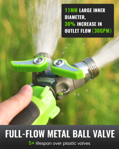 RAINPOINT garden hose splitter stainless-steel valve ensures smooth operation under pressure